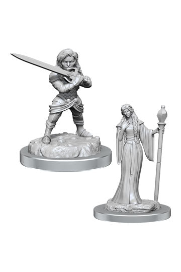 Critical Role Unpainted Miniatures Human Wizard Female & Halfling Holy Warrior Female