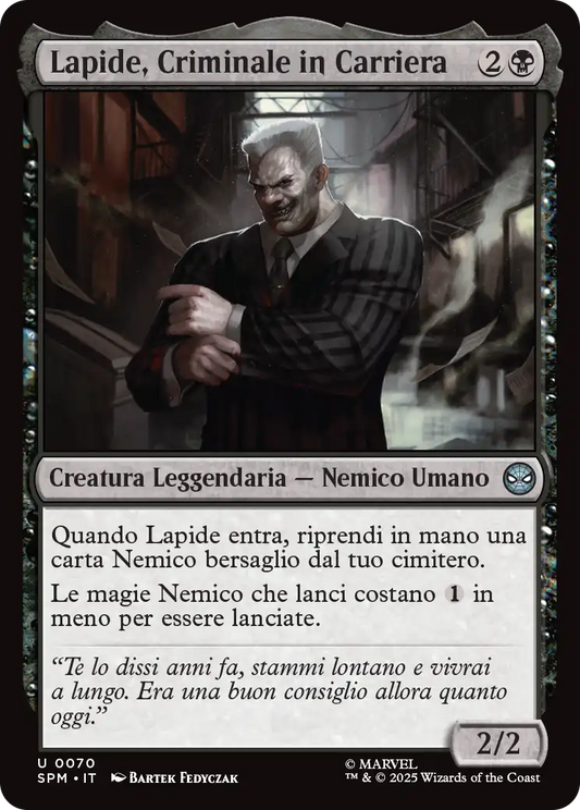 Magic Marvel Spider-man 70 Lapide, Criminale in Carriera