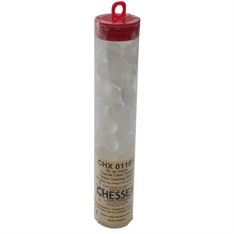 Glass Gaming Stones Tube (40+) - Crystal Clear Frosted