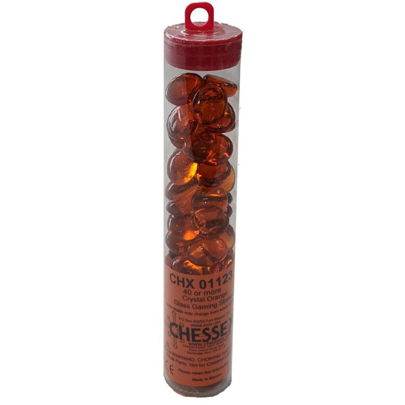 CHESSEX - GLASS GAMING STONES TUBE (40+) Orange Glass
