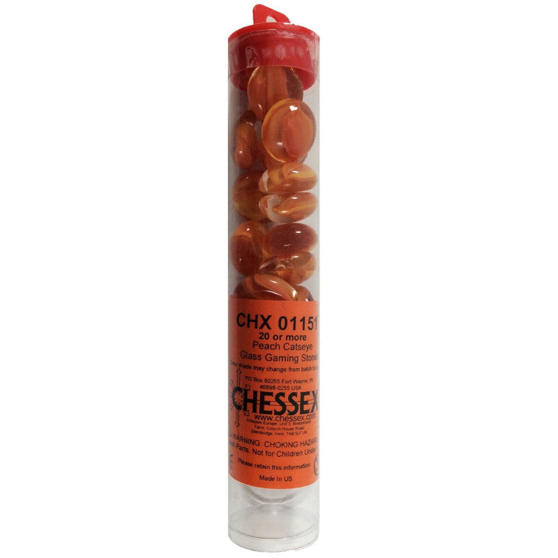 Glass Gaming Stones Tube (40+) - Orange Catseye