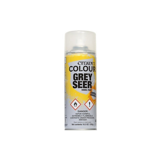 GREY SEER contrast undercoat SPRAY citadel MODEL PAINT bomboletta 400 ML base GRIGIO, GAMES WORKSHOP, nuvolosofumetti,