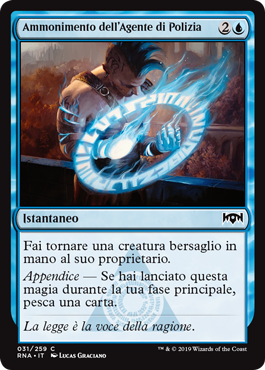 Ammonimento dell'Agente di Polizia  Fedeltà di Ravnica 31-Wizard of the Coast- nuvolosofumetti.