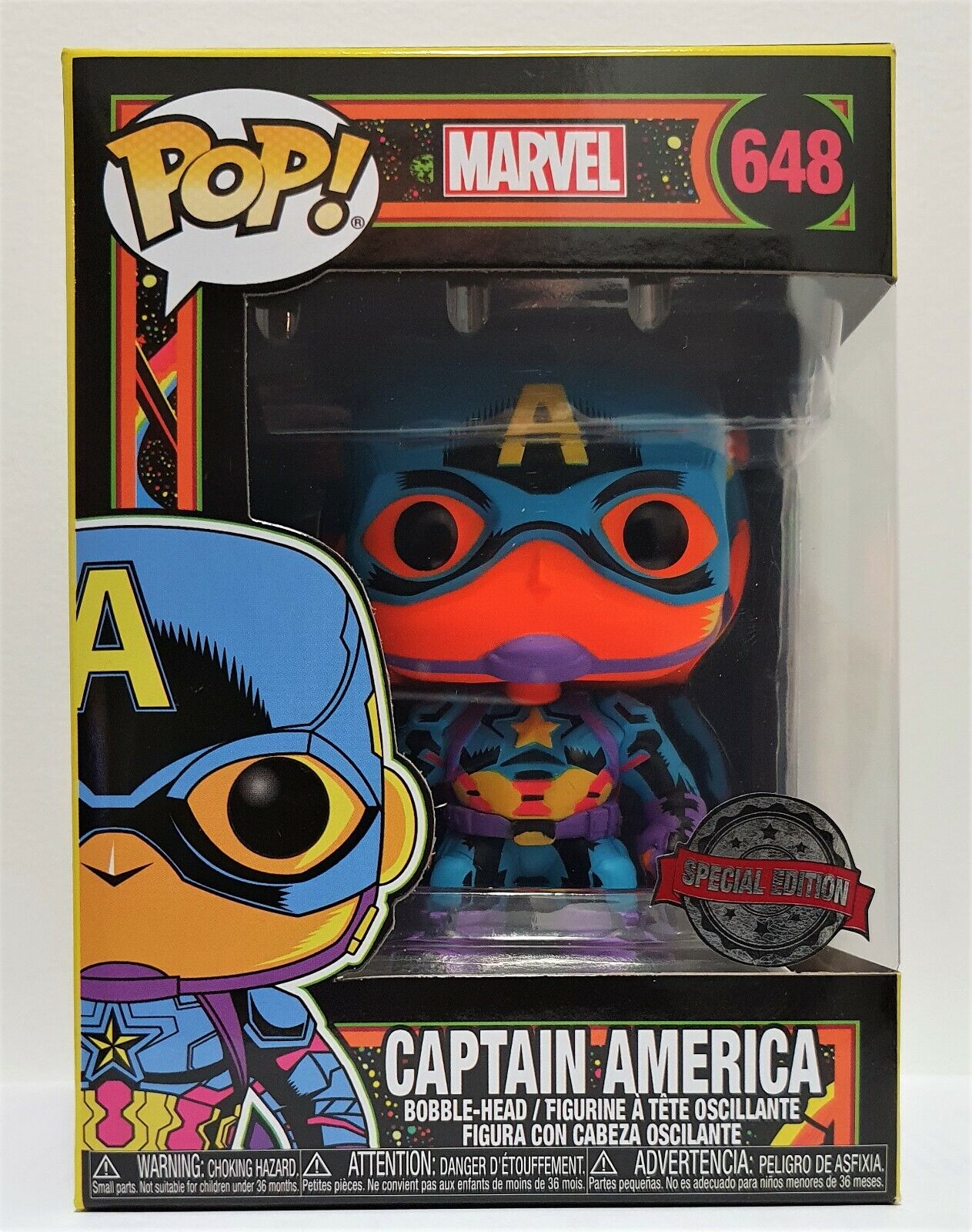 Marvel POP! 648 Marvel Black Light Vinyl Figure Captain America special edotion 9 cm