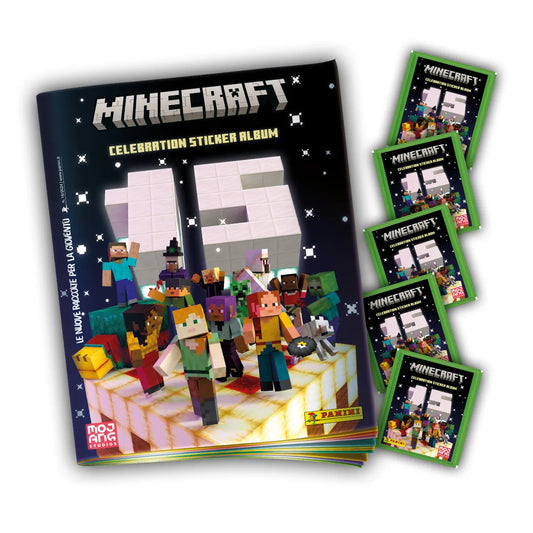 MINECRAFT CELEBRATION STICKER ALBUM - STARTER SET - CONTIENE ALBUM + 5 BUSTINE