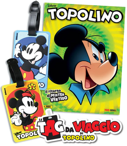 TOPOLINO 3685 + gadget  CON LE TAG DA VIAGGIO DI TOPOLINO