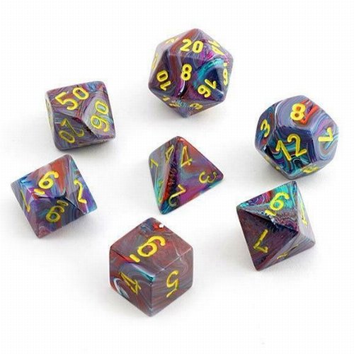 MINI FESTIVE MOSAIC/GIALLO - SET DI 7 DADI POLIEDRICI