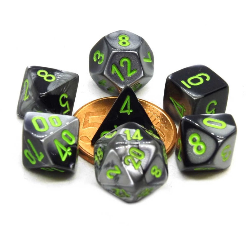 Set di dadi Mini: Gemini (Nero-Grigio / Verde)