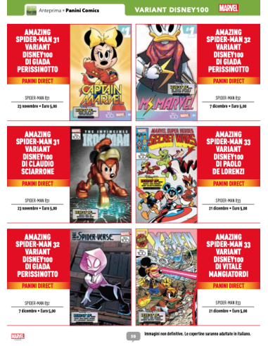 Uomo Ragno 831 VARIANT DISNEY100 di PERISSINOTTO