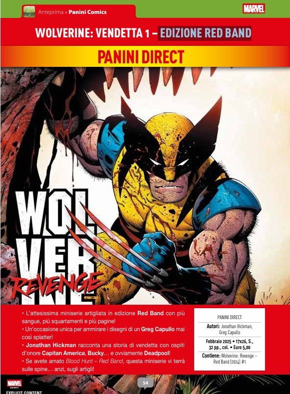 WOLVERINE VENDETTA 1 EDIZIONE RED BAND 1