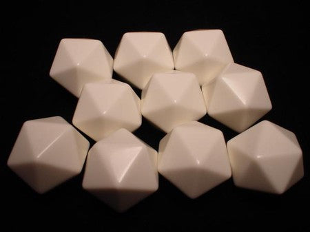Ivory Blank Dice with No Pips D20 16mm (5/8in) Pack of 10