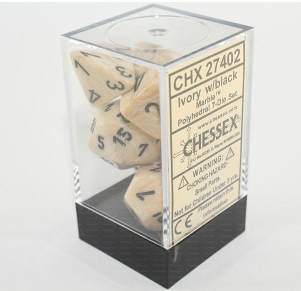 Dadi set da 7 in box Signature-CHESSEX- nuvolosofumetti.