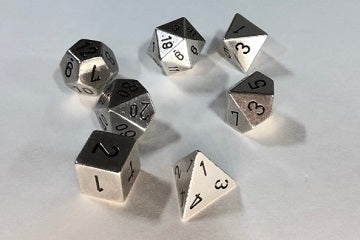 Solid Metal Silver Polyhedral 7-Die Set
