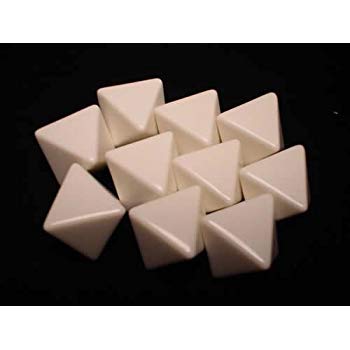 Ivory Blank Dice with No Pips D10 16mm (5/8in) Pack of 10