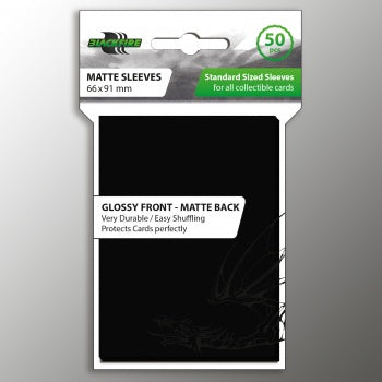 Card Sleeves - Standard Size (50) - Black -Glossy Front matte back, Blackfire, nuvolosofumetti,