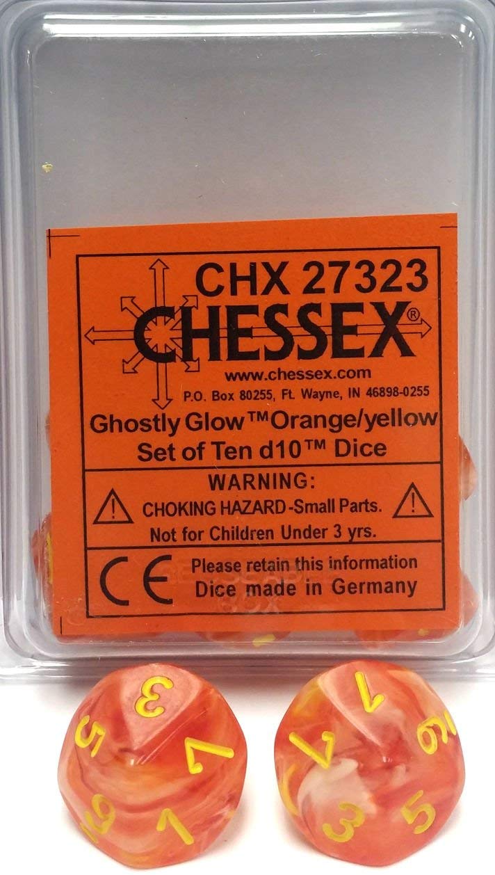 Dice: Ghostly Glow D10 Orange/Yellow (10)