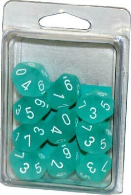 Frosted Teal w/ White Set of Ten d10 Dice