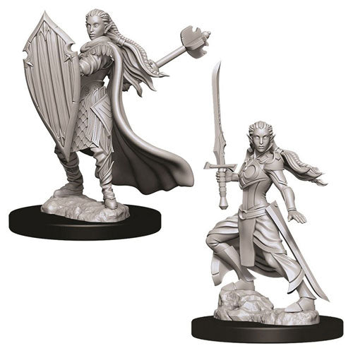 D&D NOLZUR’S MARVELOUS UNPAINTED MINIATURES (W9): FEMALE ELF PALADIN, WIZKIDS/NECA, nuvolosofumetti,