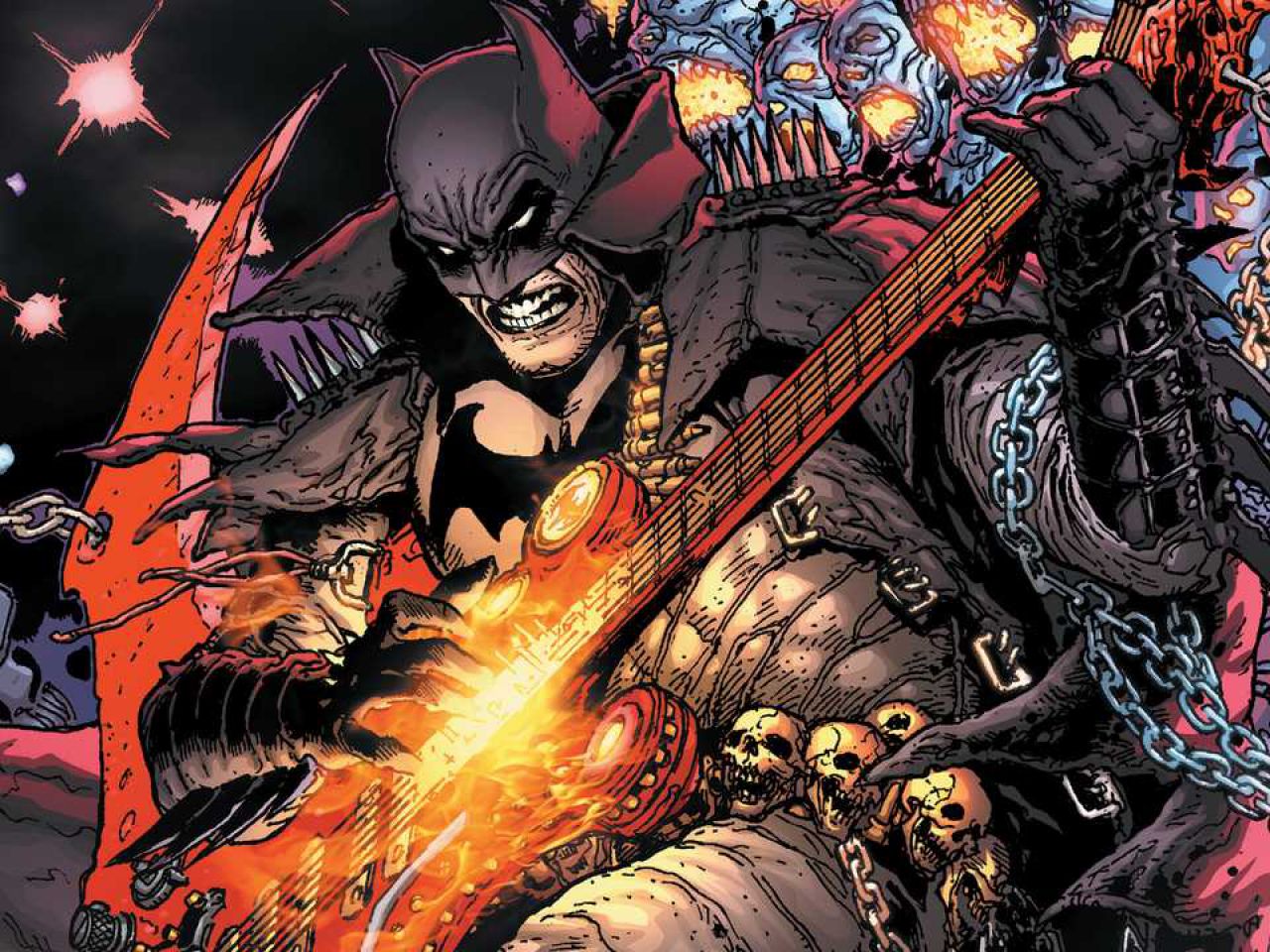 Batman death metal dal n 1 al n 7 variant Metal con gadget chitarra
