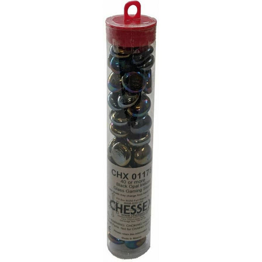 Glass Gaming Stones Tube (40+) - Black Opal Iridized