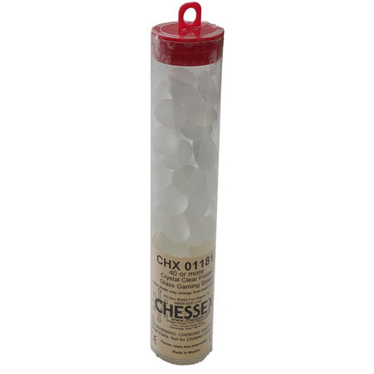 Glass Gaming Stones Tube (40+) - Crystal Clear Frosted