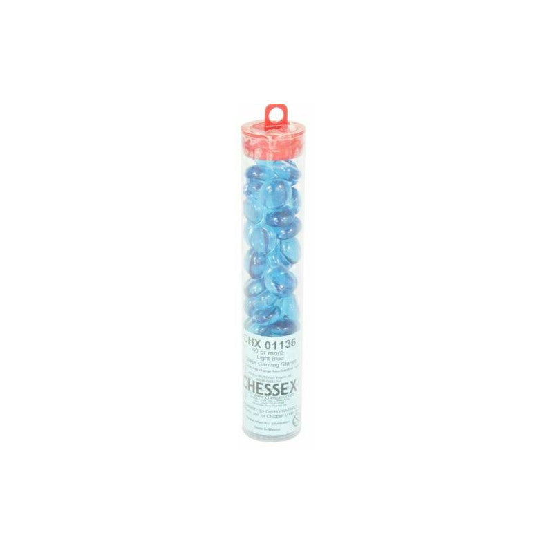 Chessex - Glass Gaming Stones Tube (40+) - Crystal Light Blue