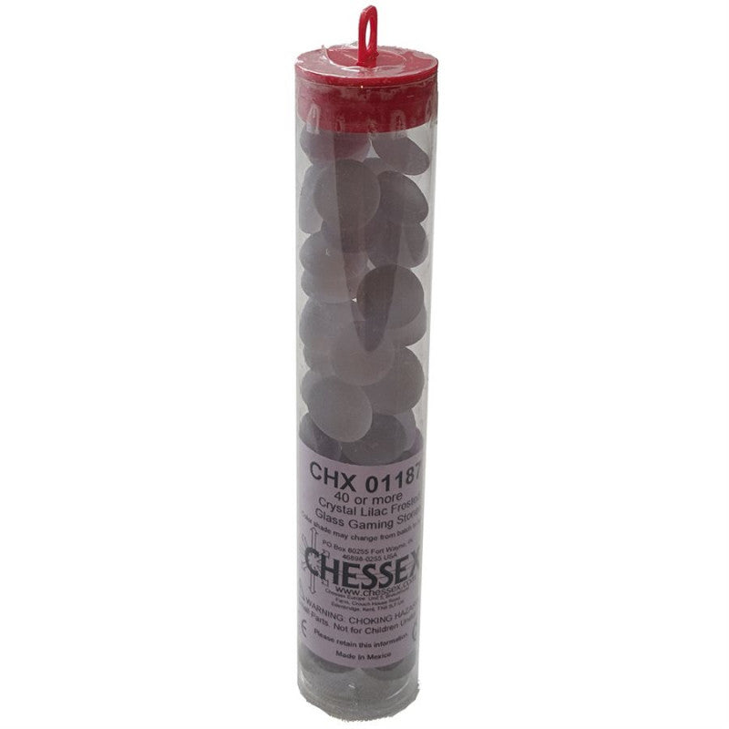 Glass Gaming Stones Tube (40+) - Crystal Lilac Frosted