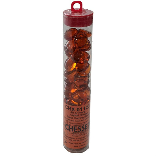 CHESSEX - GLASS GAMING STONES TUBE (40+) Orange Glass
