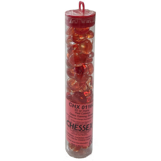 Glass Gaming Stones Tube (40+) - Red Catseye