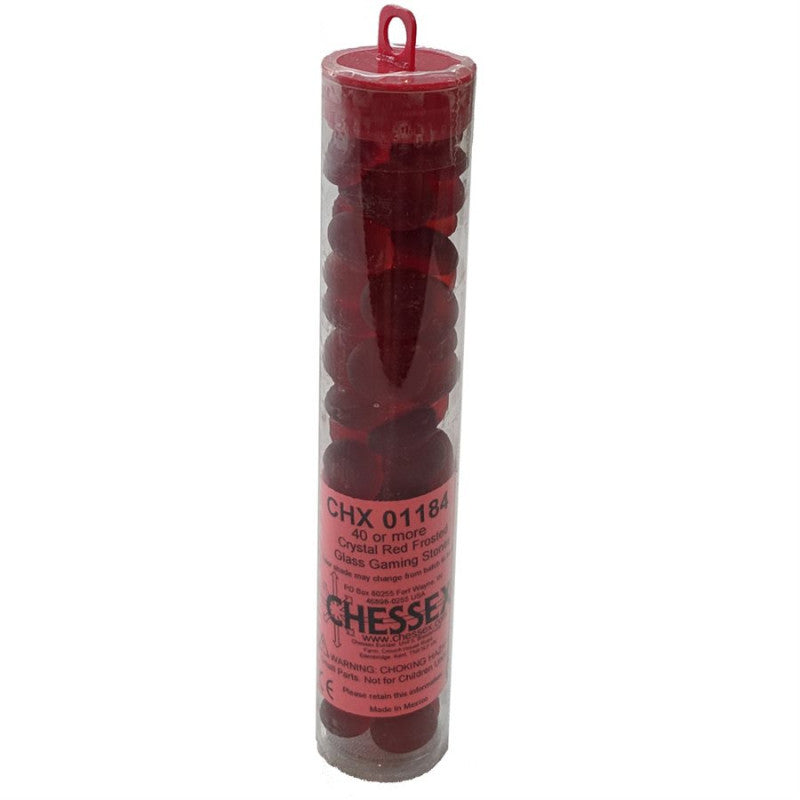 Glass Gaming Stones Tube (40+) - Crystal Red Frosted