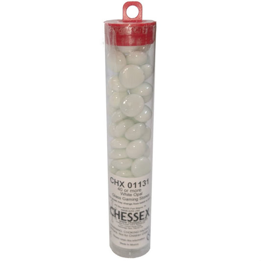 GLASS GAMING STONES TUBE (40 )" White