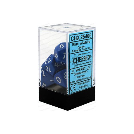 Polyhedral 7-Die Set Opaque Dice (36) - Blue / White