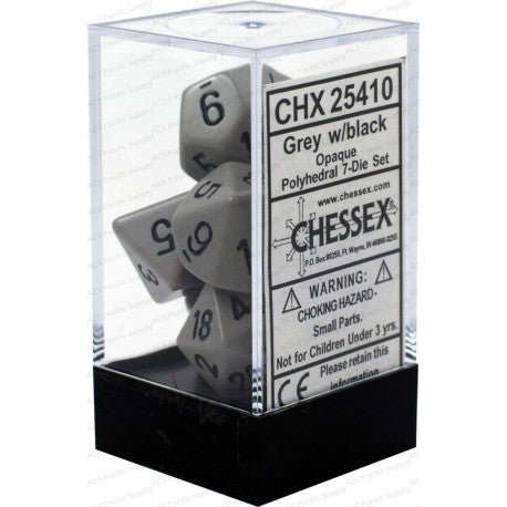 Polyhedral 7-Die Set Opaque Dice (36) - Grey / Black