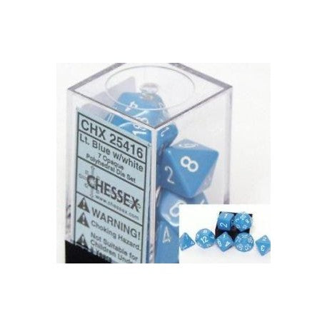 Polyhedral 7-Die Set Opaque Dice (36) - Light Blue / White
