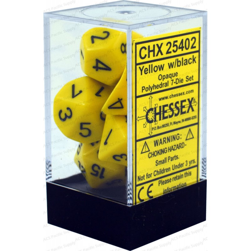Polyhedral 7-Die Set Opaque Dice (36) - Yellow / Black