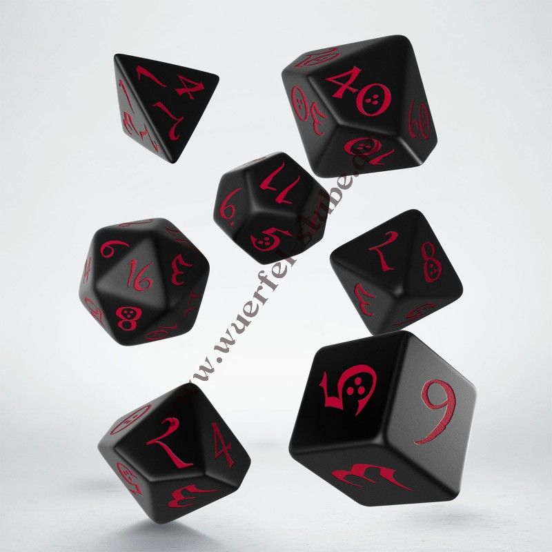 Polyhedral 7-Die Set Opaque Dice (36) -Black/ Red