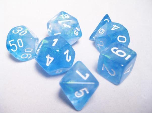 Dadi set da 7 in box Signature-CHESSEX- nuvolosofumetti.