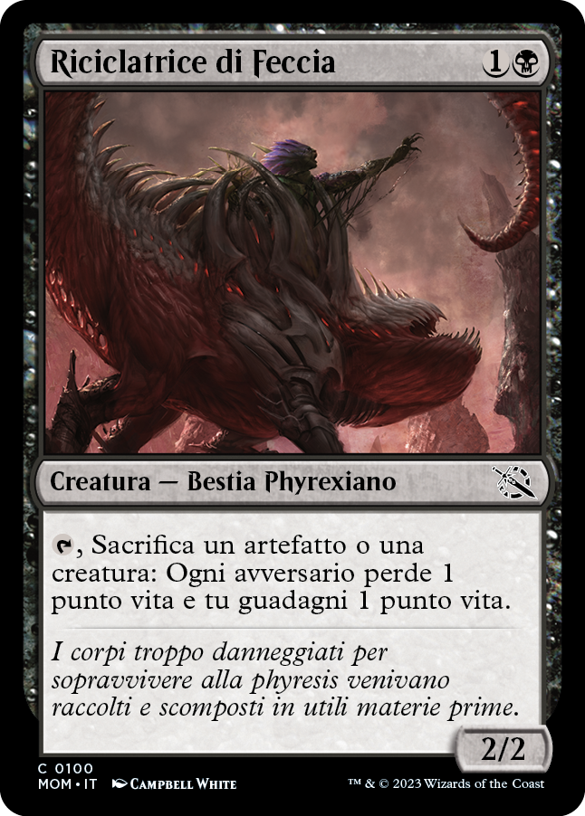 RICICLATRICE DI FECCIA  Avanzata delle macchine 100