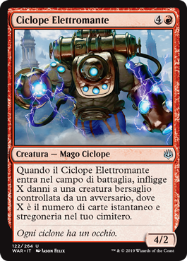 Ciclope Elettromante  La Guerra della Scintilla 122-Wizard of the Cost- nuvolosofumetti.