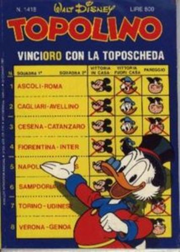 TOPOLINO 1418-MONDADORI- nuvolosofumetti.