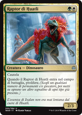 Raptor di Huatli  La Guerra della Scintilla 200-Wizard of the Cost- nuvolosofumetti.