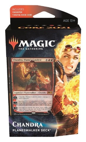Magic M21 core planeswalker mazzo Chandra, wizard of the coast, nuvolosofumetti,